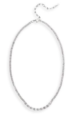 CRISTABELLE Round Stone Frontal Necklace in Cry/sil