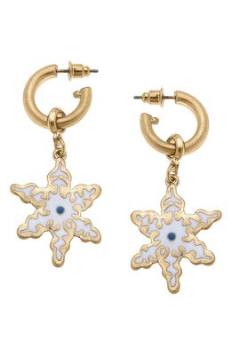 Canvas Jewelry Snowflake Cookie Drop Earrings in White Enamel
