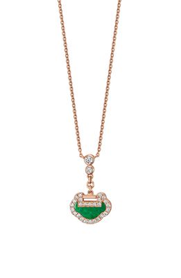 Qeelin Petite Yu Yi Jade & Diamond Pendant Necklace in Rose Gold