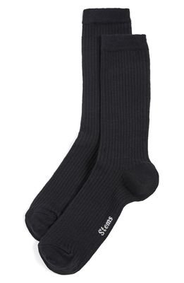 Stems Cotton & Cashmere Blend Crew Socks in Black
