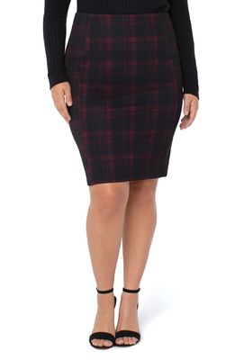 Liverpool Los Angeles Reese Plaid Pencil Skirt in Red/Black