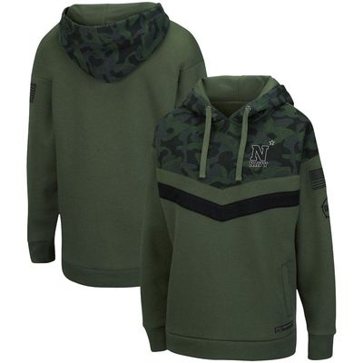 Women's Colosseum Olive/Camo Navy Midshipmen OHT Military Appreciation Extraction Chevron Pullover Hoodie