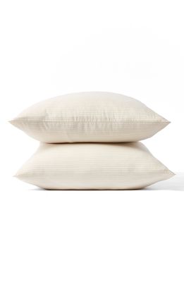 Coyuchi Crinkled Organic Percale Pillowcases in Undyed W/Hazel-Rosehip