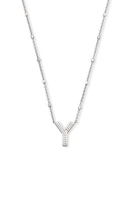 Kendra Scott Initial Pendant Necklace in Rhodium Metal-Y