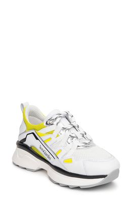 NeroGiardini Chunky Lace-Up Sneaker in White/Yellow