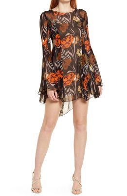 Katie May Slipparella Floral Long Sleeve Dress in Black 70S Floral