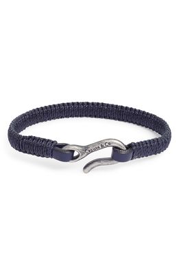 Caputo & Co. Men's Hand Knotted Leather Bracelet in Dark Navy