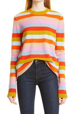 La Ligne Bold Stripe Cashmere Tunic Sweater in Rainbow Multi