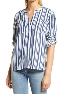 Tommy Bahama Mission Beach Stripe Popover Shirt in Mid Sun Wash