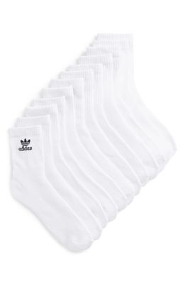 adidas Originals Trefoil 6-Pack Quarter Socks in White