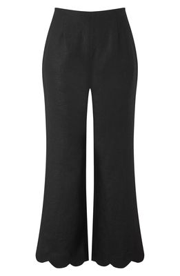 Lisa Marie Fernandez Scallop Hem Linen Pants in Black