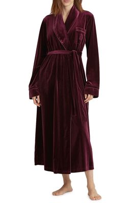 Lauren Ralph Lauren Shawl Collar Long Velvet Robe in Wine