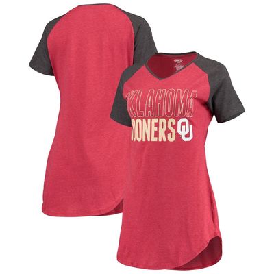 Women's Concepts Sport Crimson/Charcoal Oklahoma Sooners Raglan V-Neck Nightshirt