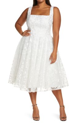 Chi Chi London Square Neck Lace Fit & Flare Dress in White