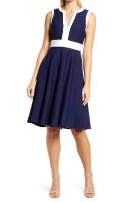 Harper Rose Two Tone Sleeveless A-Line Dress in Navy