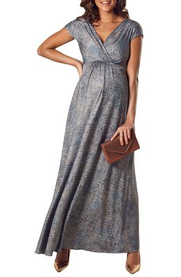 Tiffany Rose Francesca Maternity/Nursing Gown in Bronze Blue