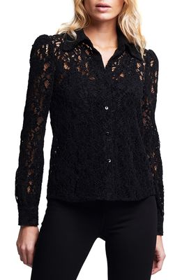 L'AGENCE Jenica Lace Button-Up Shirt in Black