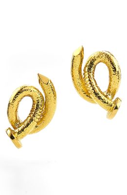David Webb Hammered Bent Nail Stud Earrings in Yellow Gold