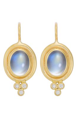 Temple St. Clair Semiprecious Stone & Diamond Drop Earrings in Yellow Gold/Blue Moonstone