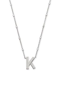 Kendra Scott Initial Pendant Necklace in Rhodium Metal-K