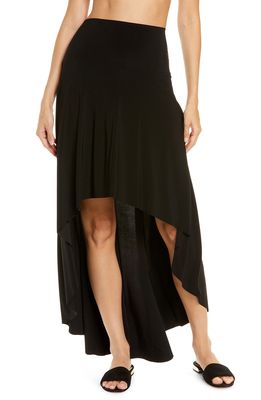 Norma Kamali Bias Cut High-Low Hem Cover-Up Skirt in Black