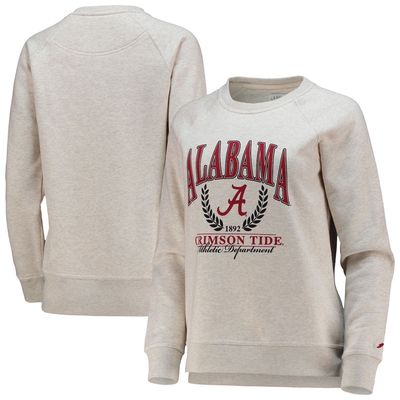 Women's League Collegiate Wear Oatmeal Alabama Crimson Tide Academy Raglan Pullover Sweatshirt