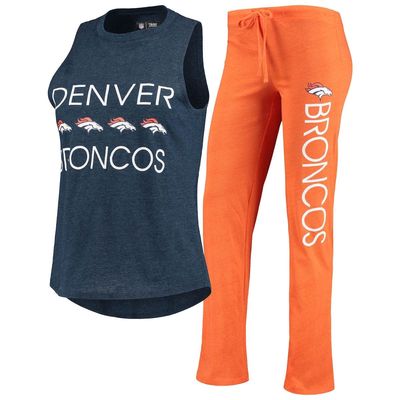 Women's Concepts Sport Orange/Navy Denver Broncos Muscle Tank Top & Pants Sleep Set