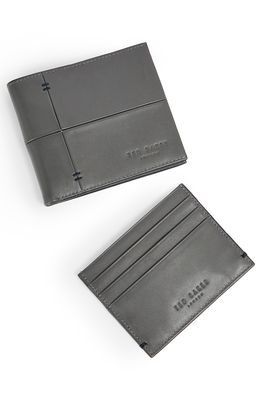 Ted Baker London Carterr Leather Wallet & Card Case Set in Grey