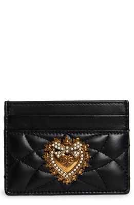Dolce & Gabbana Devotion Matelasse Leather Card Case in Black