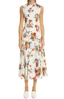 Brock Collection Teena Floral Print Fit & Flare Midi Dress in Natural