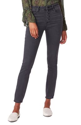 PAIGE Hoxton Exposed Button High Waist Ankle Skinny Jeans in Evening Willow Distressed