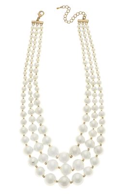 Canvas Jewelry Audrey Imitation Pearl Layered Necklace in Ivory Pearl
