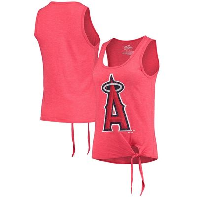 Women's Majestic Threads Red Los Angeles Angels Scoop Neck Racerback Side Tie Tri-Blend Tank Top