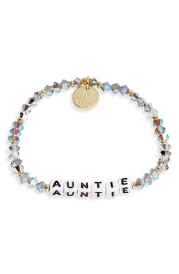 Little Words Project Auntie Beaded Stretch Bracelet in Twinkle/White