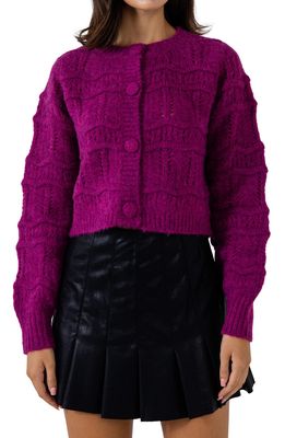 Endless Rose Covered Button Cardigan in Berry