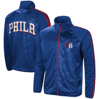 Men's G-III Sports by Carl Banks Royal Philadelphia 76ers Streamline Tricot Raglan Full-Zip Track Jacket