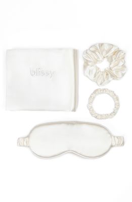 BLISSY Dream 4-Piece Mulberry Silk Set in White