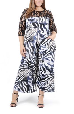 Coldesina Lana Animal Print Lace Jumpsuit in Silver Tiger