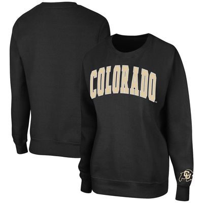 Women's Colosseum Black Colorado Buffaloes Campanile Pullover Sweatshirt