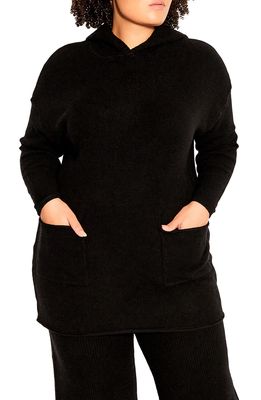 City Chic Hooded Longline Sweater in Black