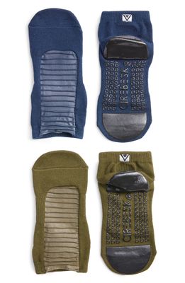 Arebesk Moto Assorted 2-Pack No-Slip Socks in Army Green /Navy