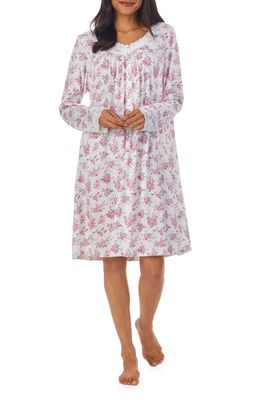 Eileen West Long Sleeve Jersey Nightgown in Antique Floral
