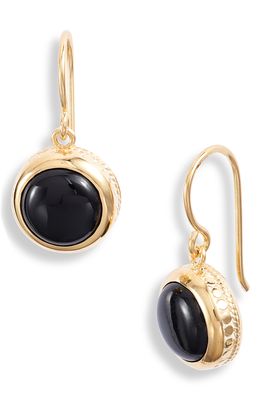 Anna Beck Black Onyx Drop Earrings in Gold/Black