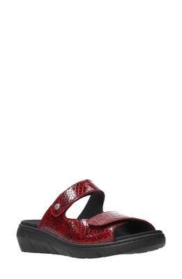 Wolky Cyprus Sandal in Red Mini Croco Leather
