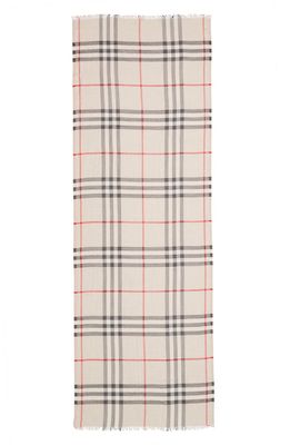 Burberry Giant Check Print Wool & Silk Scarf in Stone
