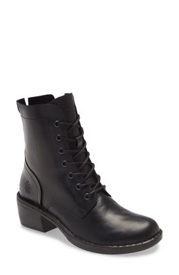 Fly London Milu Lace-Up Leather Boot in Black Leather