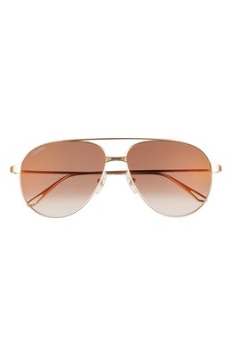 Cartier 59mm Aviator Sunglasses in Gold/Brown