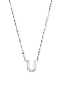 Kendra Scott Initial Pendant Necklace in Rhodium Metal-U