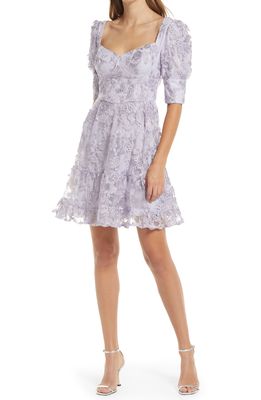 Chi Chi London Embroidered Sweetheart Neck Dress in Lilac