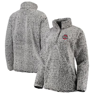 SCARLET AND GREY Women's Charcoal Ohio State Buckeyes Coast to Coast Sherpa Quarter-Snap Pullover Jacket